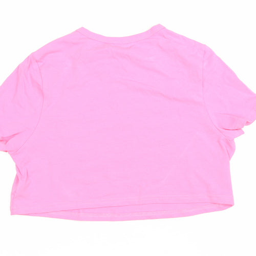 SheIn Womens Pink Cotton Cropped T-Shirt Size XL Round Neck