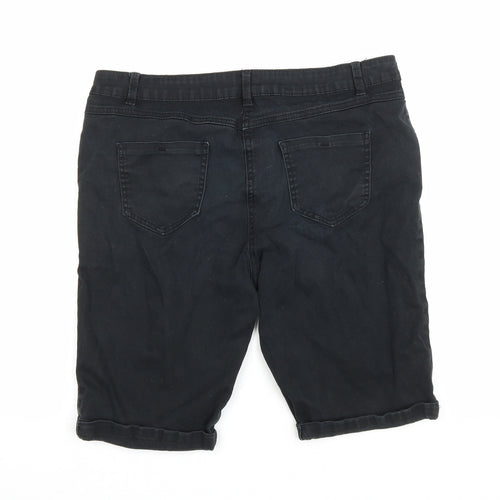 George Womens Black Cotton Bermuda Shorts Size 16 L10 in Regular Zip