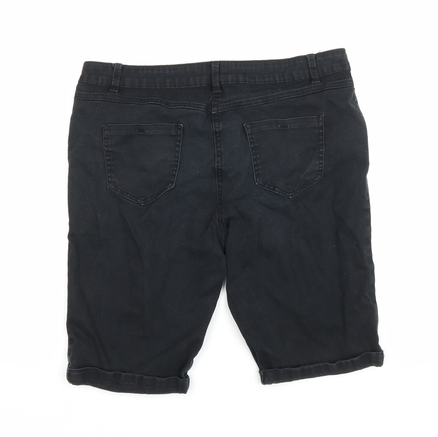 George Womens Black Cotton Bermuda Shorts Size 16 L10 in Regular Zip