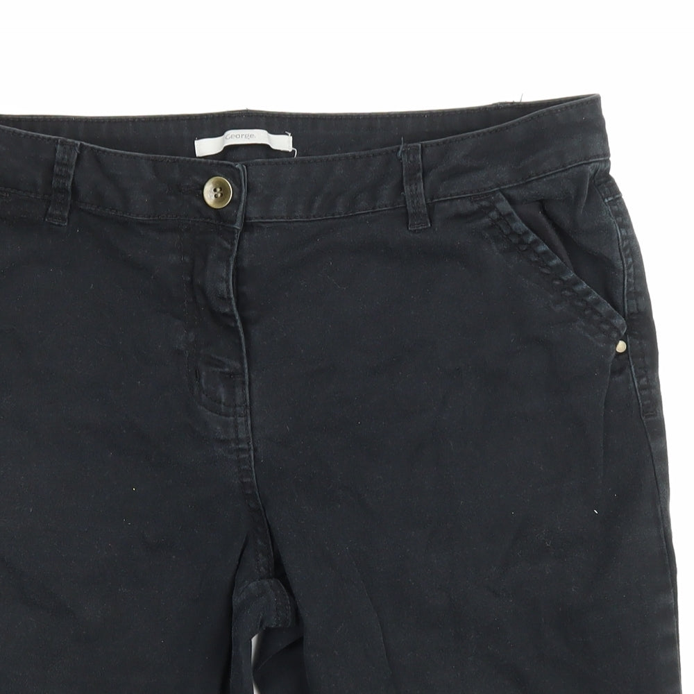 George Womens Black Cotton Bermuda Shorts Size 16 L10 in Regular Zip