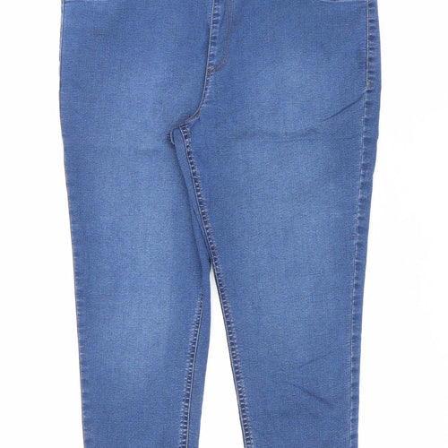 Marks and Spencer Womens Blue Cotton Jegging Jeans Size 16 L25 in Regular Drawstring