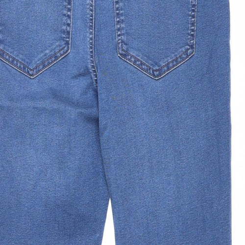 Marks and Spencer Womens Blue Cotton Jegging Jeans Size 16 L25 in Regular Drawstring