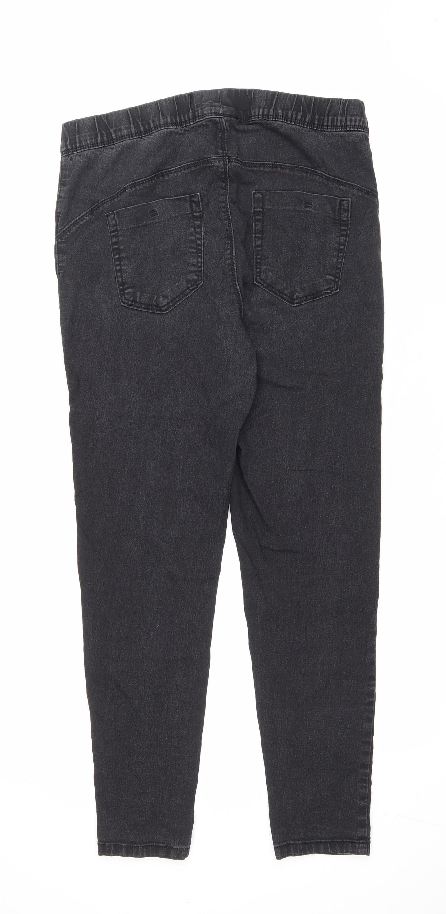 Primark Womens Black Cotton Jegging Jeans Size 16 L28 in Regular Drawstring