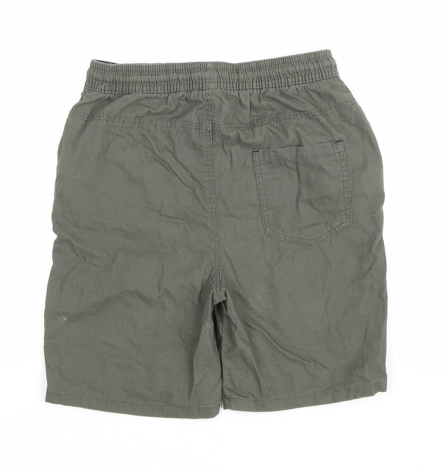 Denim & Co. Boys Green Cotton Cargo Shorts Size 11-12 Years Regular Drawstring