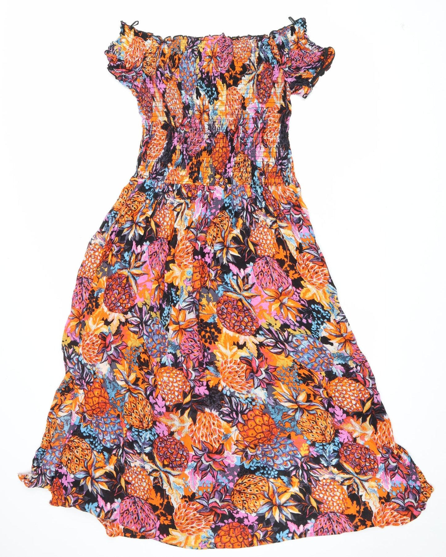 NEXT Womens Multicoloured Floral Viscose Fit & Flare Size 14 Boat Neck Pullover