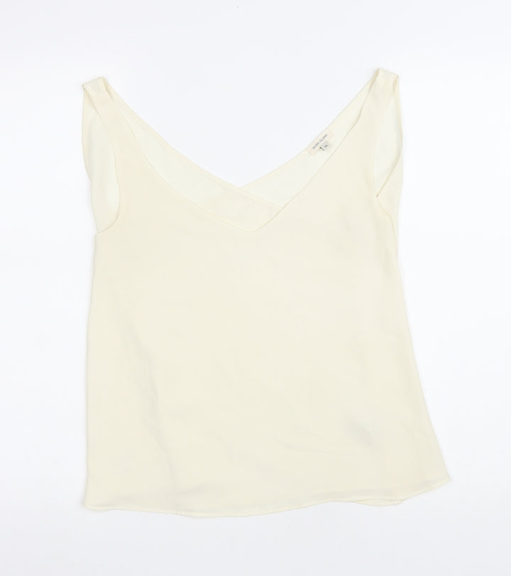 River Island Womens Ivory Polyester Wrap T-Shirt Size 10 V-Neck