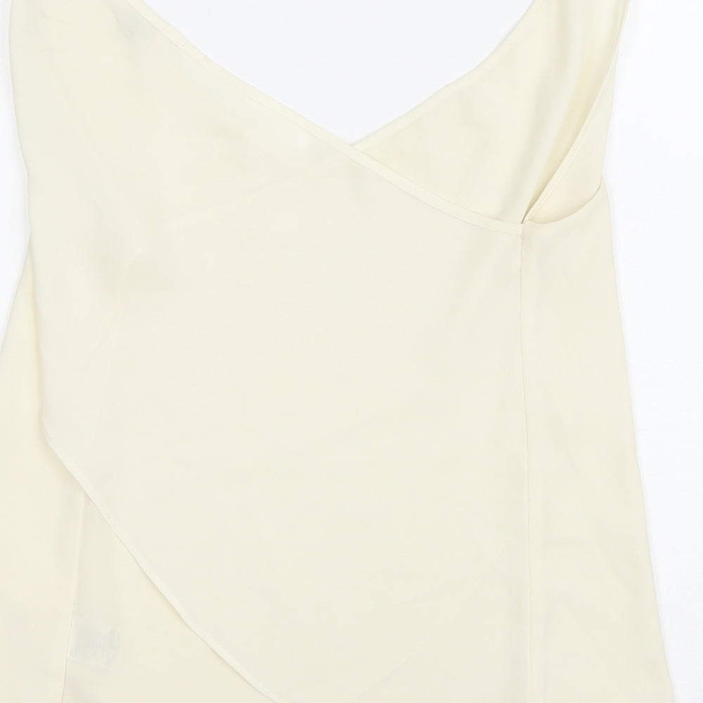 River Island Womens Ivory Polyester Wrap T-Shirt Size 10 V-Neck