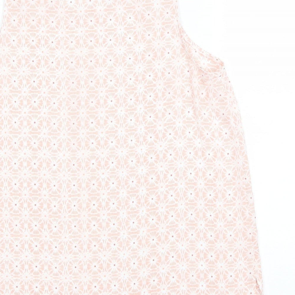 Primark Womens Pink Geometric Polyester Basic Blouse Size 12 Scoop Neck