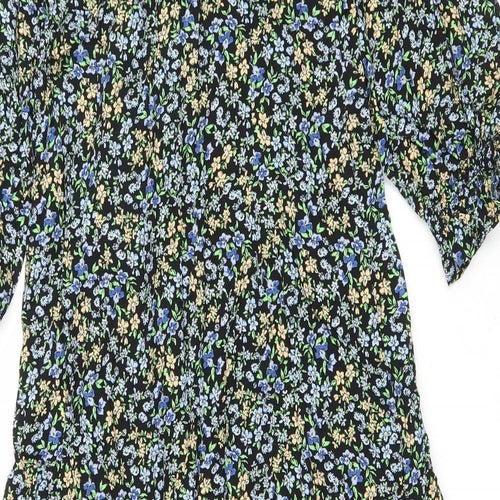 Primark Womens Black Floral Polyester Fit & Flare Size 12 Scoop Neck Pullover