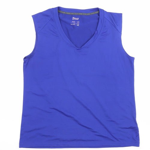 Crivit Womens Black Polyester Basic Tank Size L V-Neck