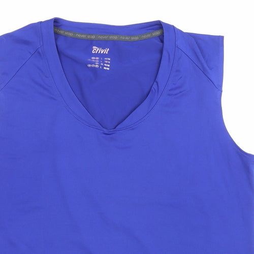 Crivit Womens Black Polyester Basic Tank Size L V-Neck