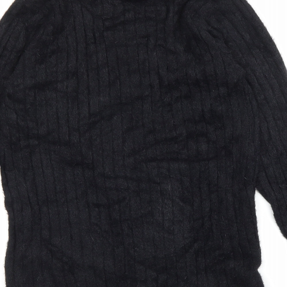 Salvo Green Womens Black High Neck Acrylic Pullover Jumper Size M
