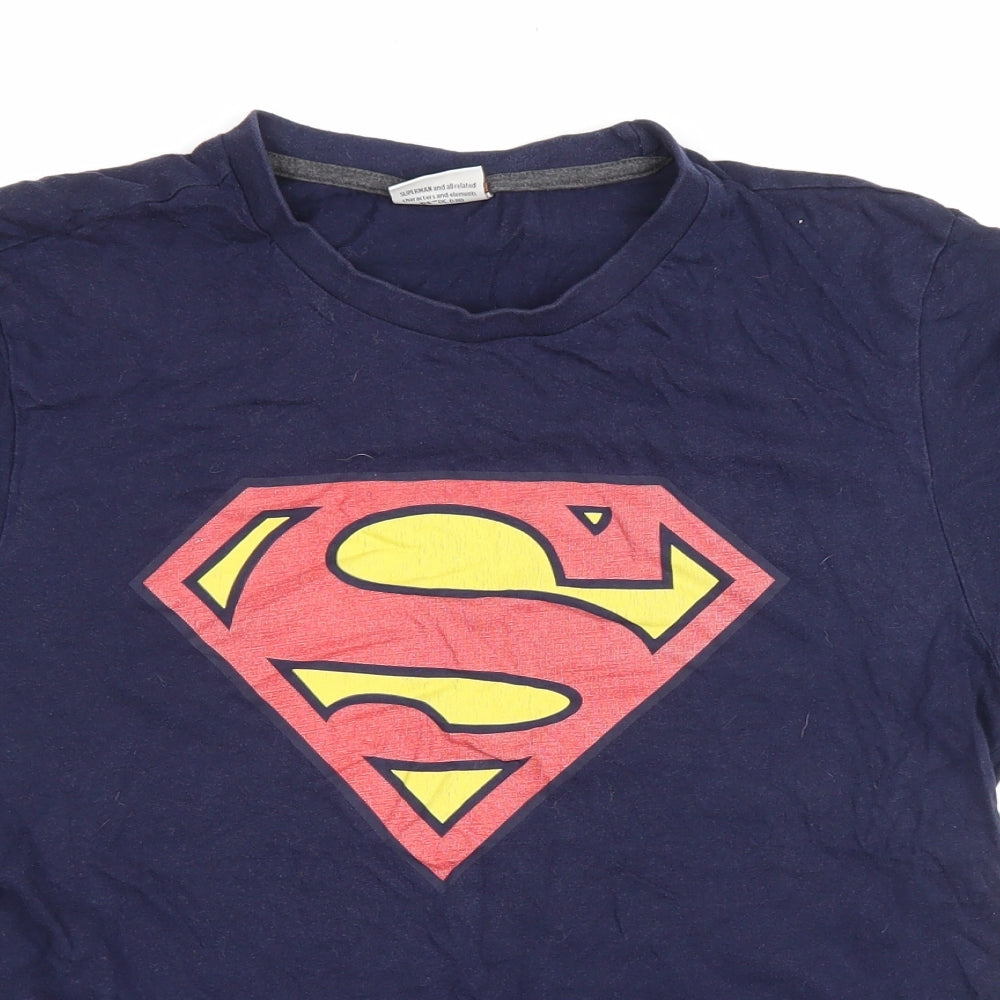 Studio Mens Blue Cotton T-Shirt Size S Round Neck - Superman