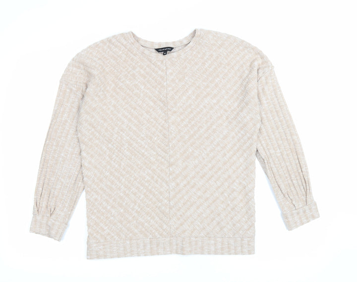 Peacocks Womens Beige Polyester Pullover Sweatshirt Size M Pullover
