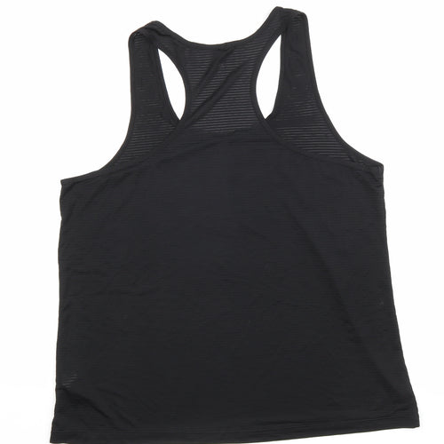 Workout Womens Black Polyester Basic Tank Size XL Scoop Neck Pullover