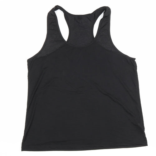 Workout Womens Black Polyester Basic Tank Size XL Scoop Neck Pullover