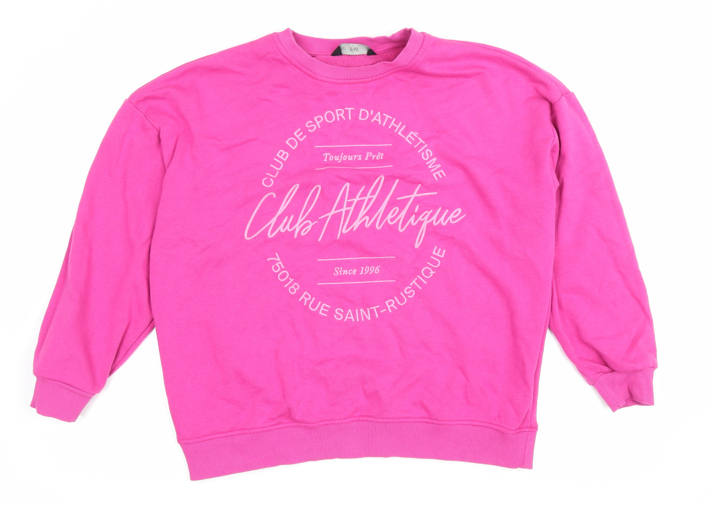 F&F Womens Pink Cotton Pullover Sweatshirt Size 10 Pullover - Club Athletique