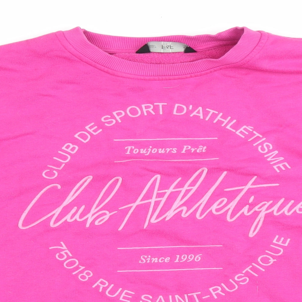 F&F Womens Pink Cotton Pullover Sweatshirt Size 10 Pullover - Club Athletique