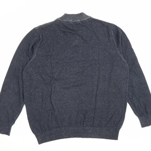 George Mens Blue Round Neck Cotton Pullover Jumper Size XL