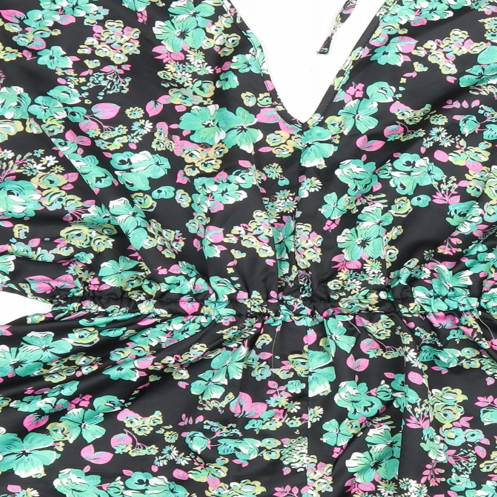 ASOS Womens Black Floral Polyester Wrap Blouse Size 18 V-Neck