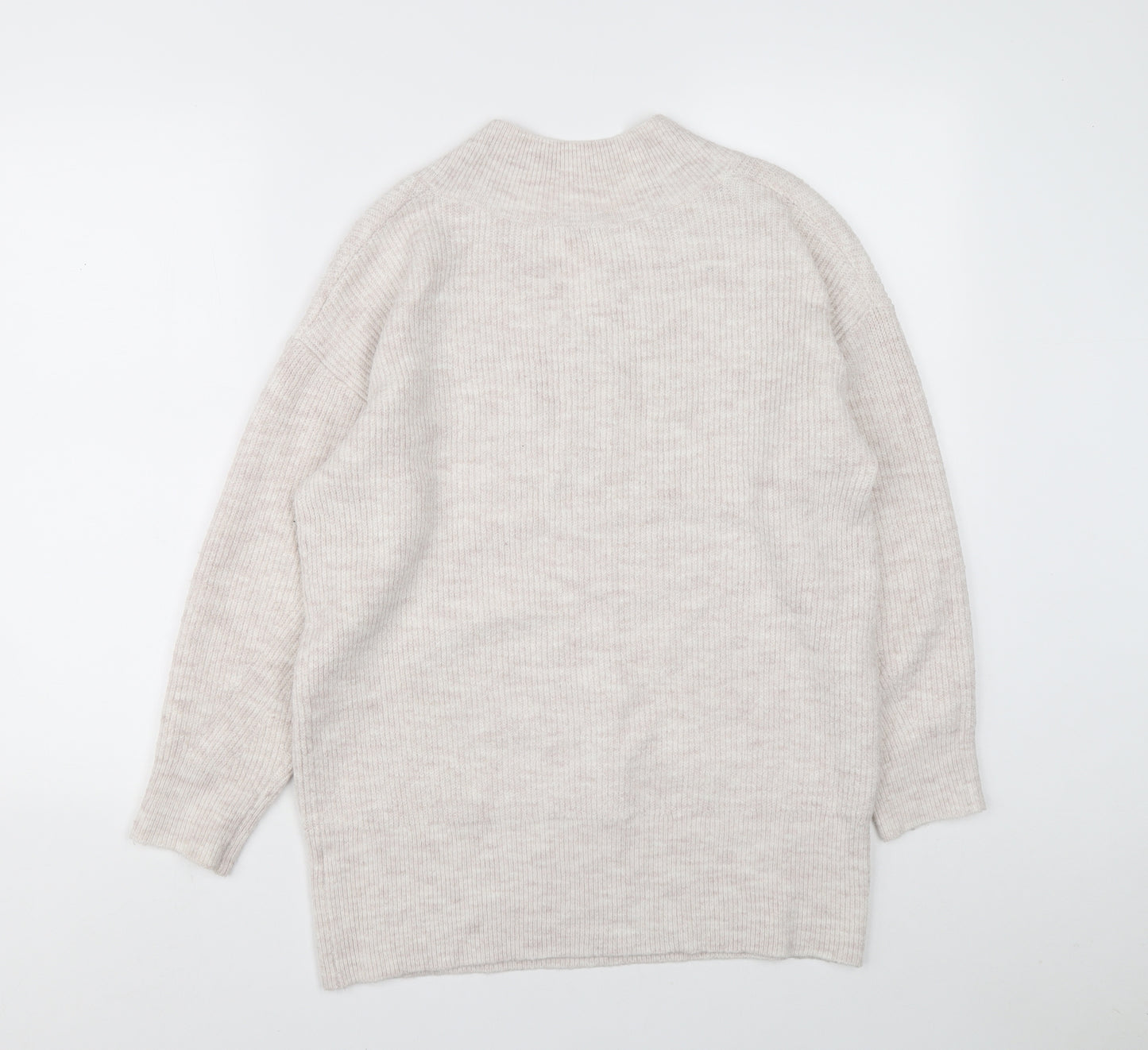 TU Womens White V-Neck Acrylic Pullover Jumper Size 10