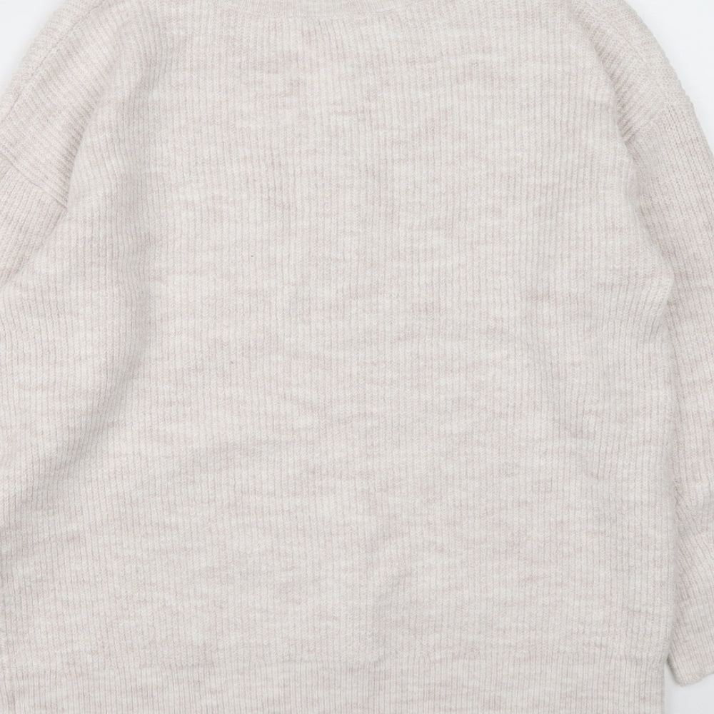 TU Womens White V-Neck Acrylic Pullover Jumper Size 10