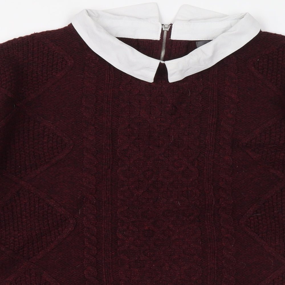 Primark Womens Red Collared Acrylic Pullover Jumper Size XL