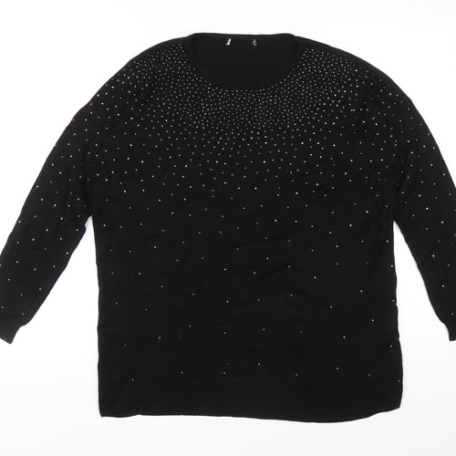 Atmosphere Womens Black Round Neck Viscose Pullover Jumper Size 10