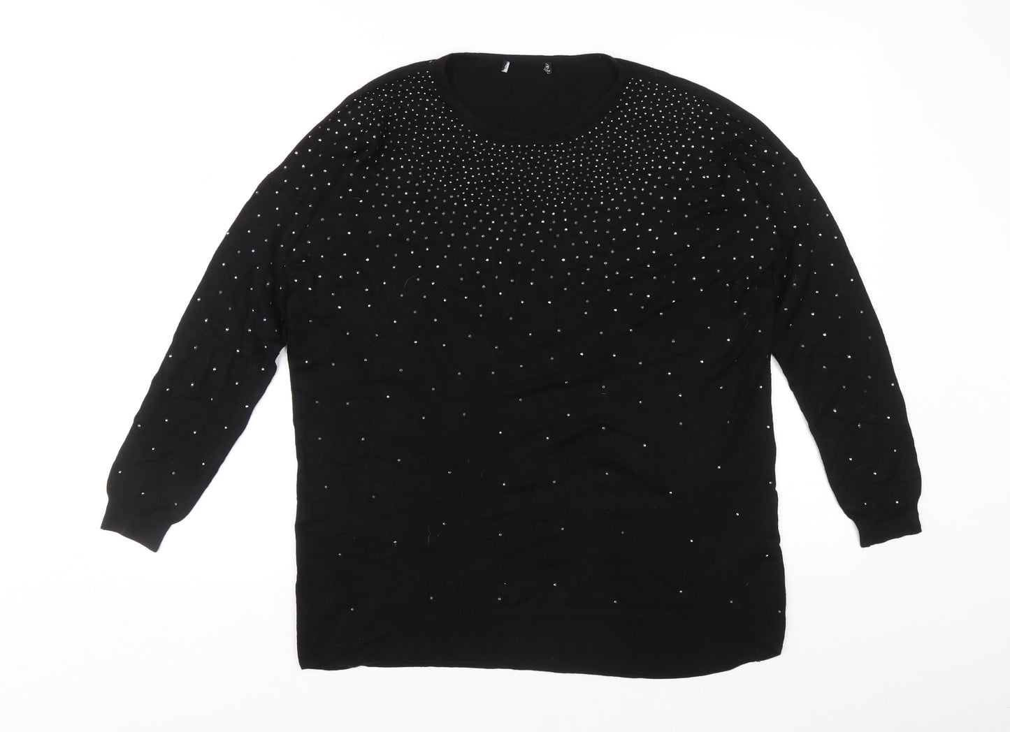 Atmosphere Womens Black Round Neck Viscose Pullover Jumper Size 10