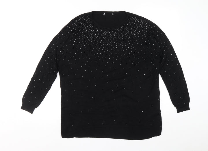 Atmosphere Womens Black Round Neck Viscose Pullover Jumper Size 10