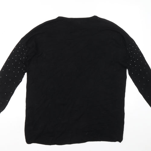 Atmosphere Womens Black Round Neck Viscose Pullover Jumper Size 10