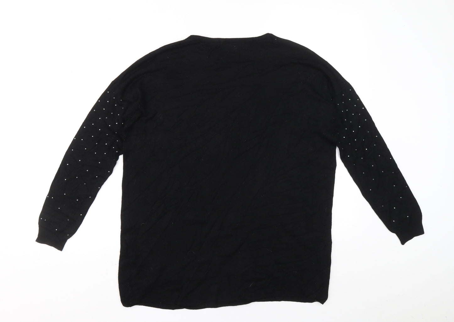 Atmosphere Womens Black Round Neck Viscose Pullover Jumper Size 10