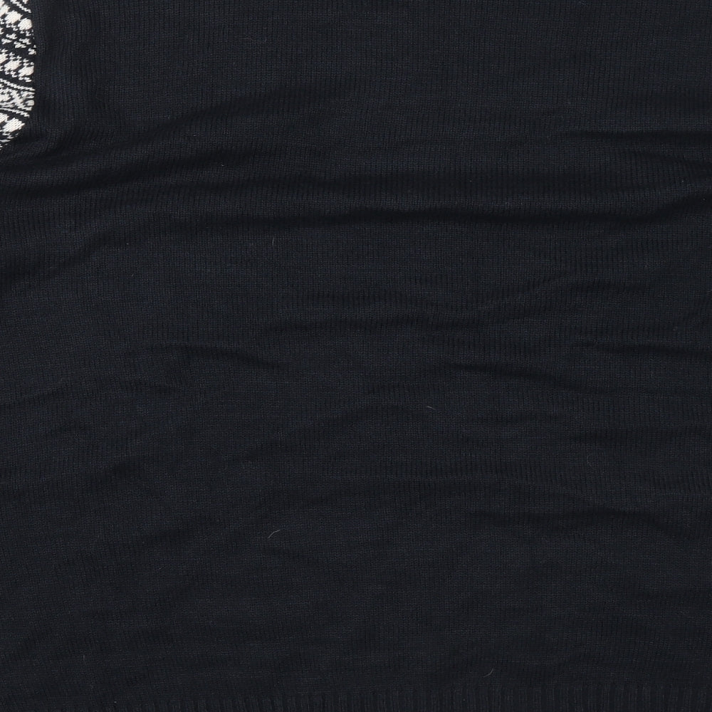 George Mens Blue Crew Neck Geometric Acrylic Pullover Jumper Size 2XL