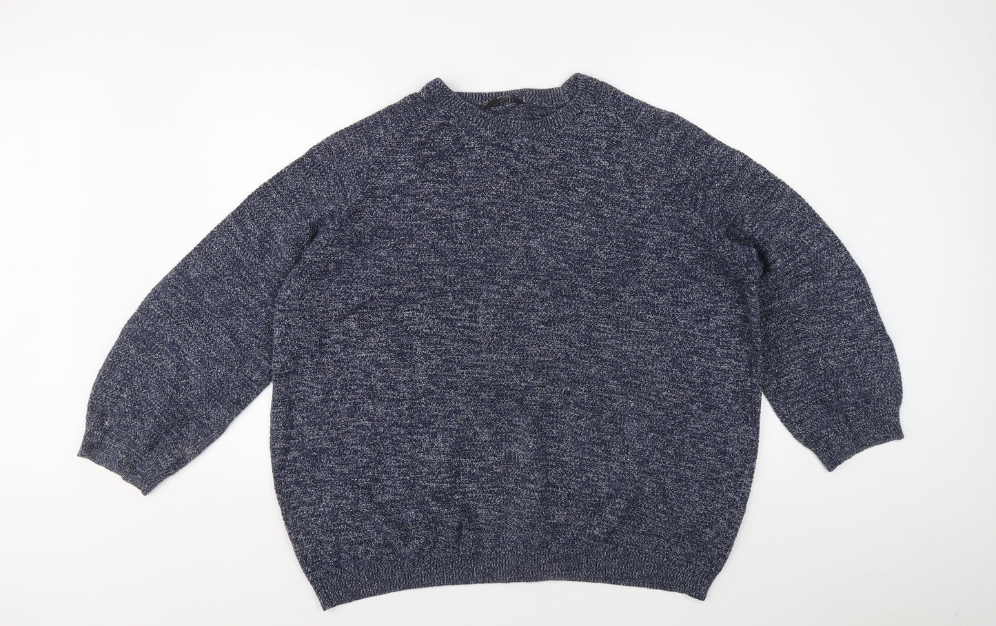 George Mens Blue Round Neck Cotton Pullover Jumper Size 2XL