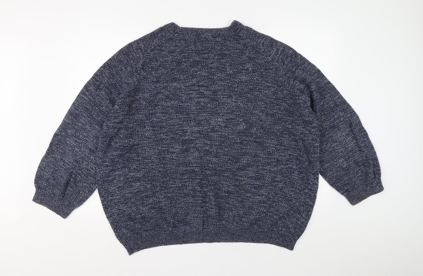 George Mens Blue Round Neck Cotton Pullover Jumper Size 2XL