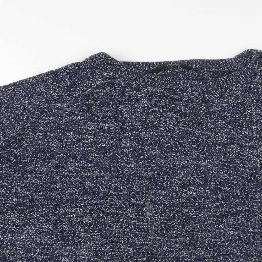 George Mens Blue Round Neck Cotton Pullover Jumper Size 2XL