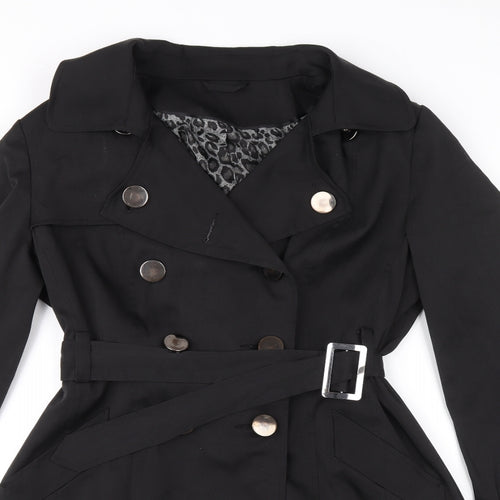 F&F Womens Black Trench Coat Coat Size 14 Button