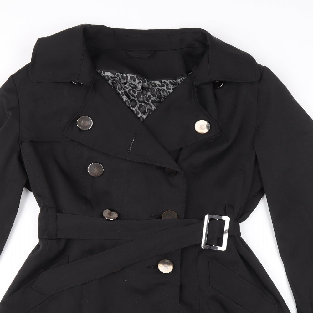 F&F Womens Black Trench Coat Coat Size 14 Button