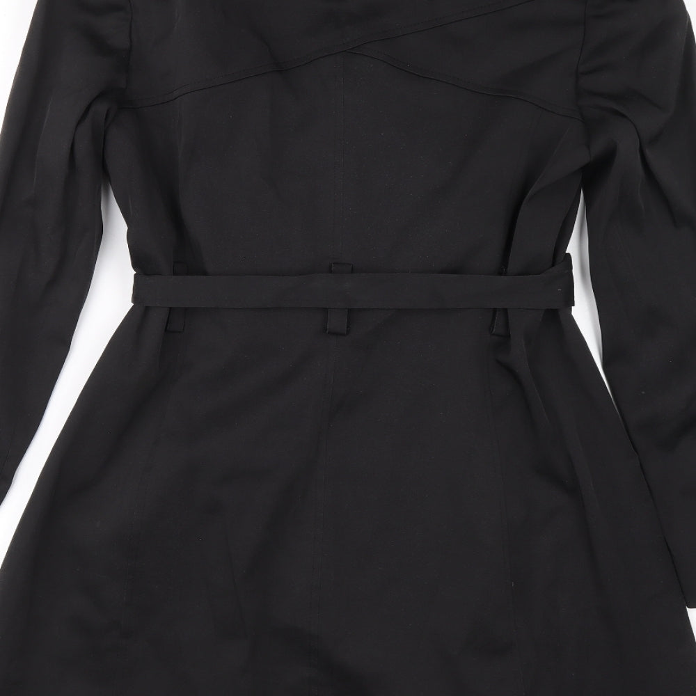 F&F Womens Black Trench Coat Coat Size 14 Button