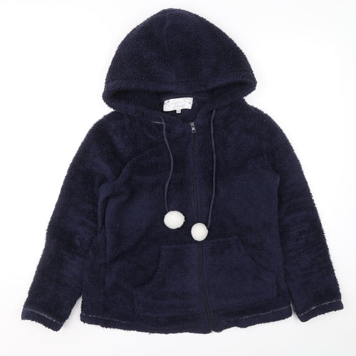 Love To Sleep Womens Blue Polyester Full Zip Hoodie Size 8 Zip