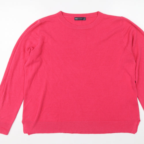 Marks and Spencer Womens Pink Round Neck Acrylic Pullover Jumper Size 22
