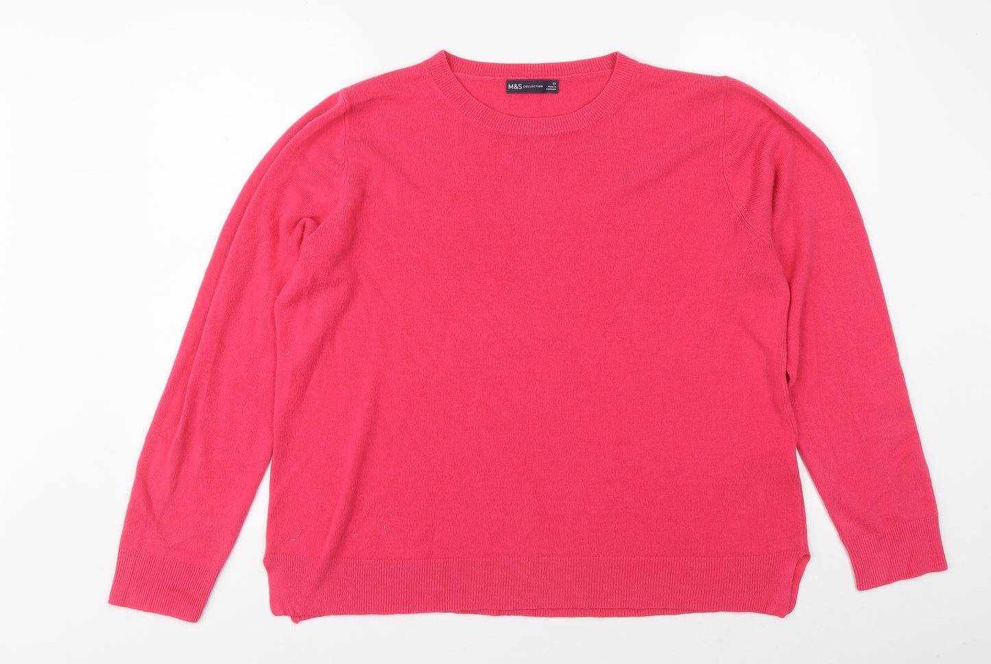 Marks and Spencer Womens Pink Round Neck Acrylic Pullover Jumper Size 22