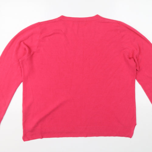 Marks and Spencer Womens Pink Round Neck Acrylic Pullover Jumper Size 22