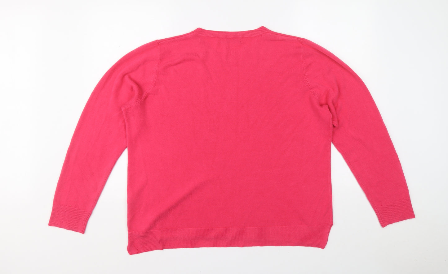 Marks and Spencer Womens Pink Round Neck Acrylic Pullover Jumper Size 22