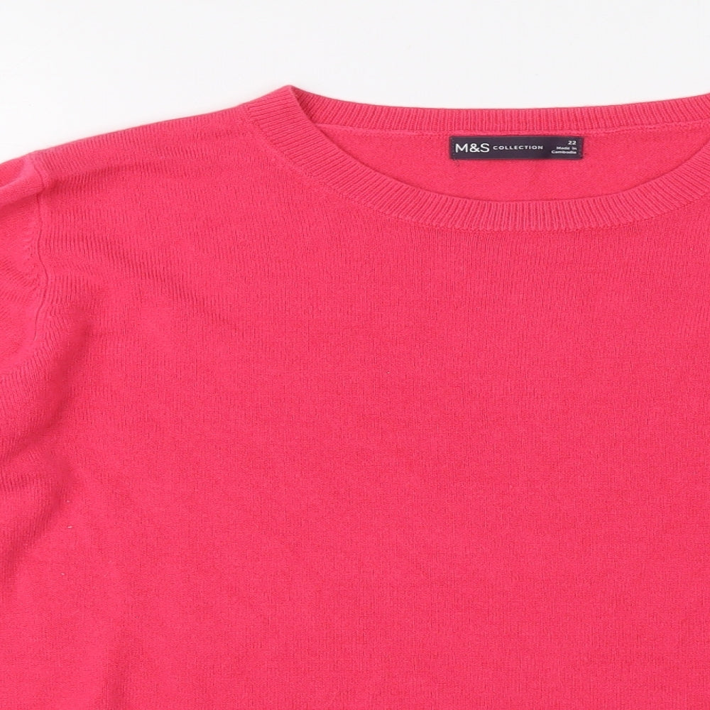 Marks and Spencer Womens Pink Round Neck Acrylic Pullover Jumper Size 22