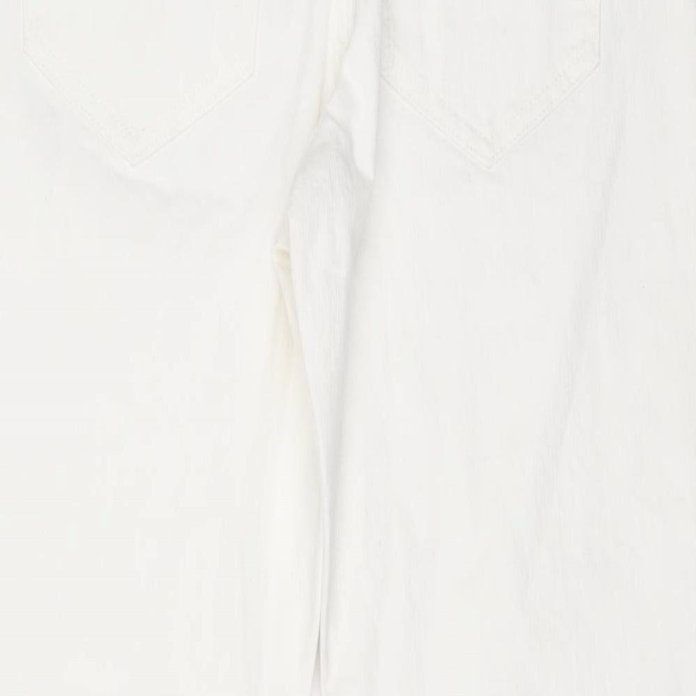 Zara Womens White Cotton Cropped Jeans Size M L27 in Regular Zip