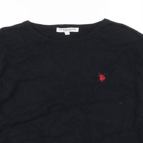 US Polo Assn. Mens Black Cotton Pullover Sweatshirt Size L