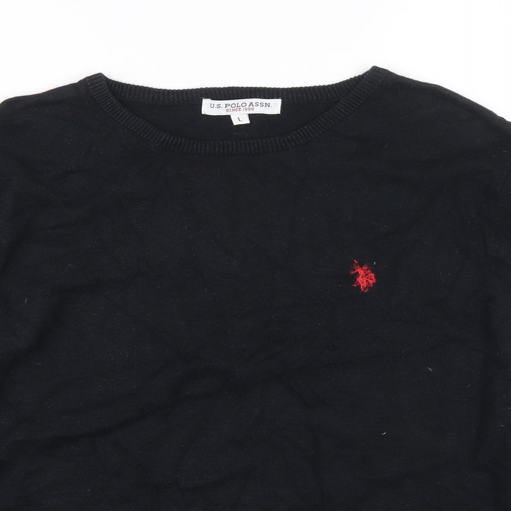 US Polo Assn. Mens Black Cotton Pullover Sweatshirt Size L