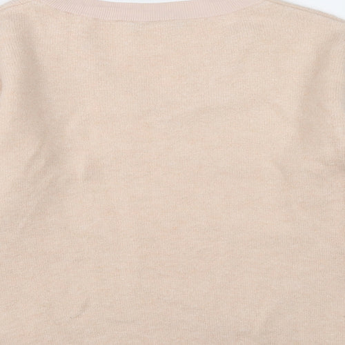 Marks and Spencer Womens Pink V-Neck Acrylic Pullover Jumper Size 8