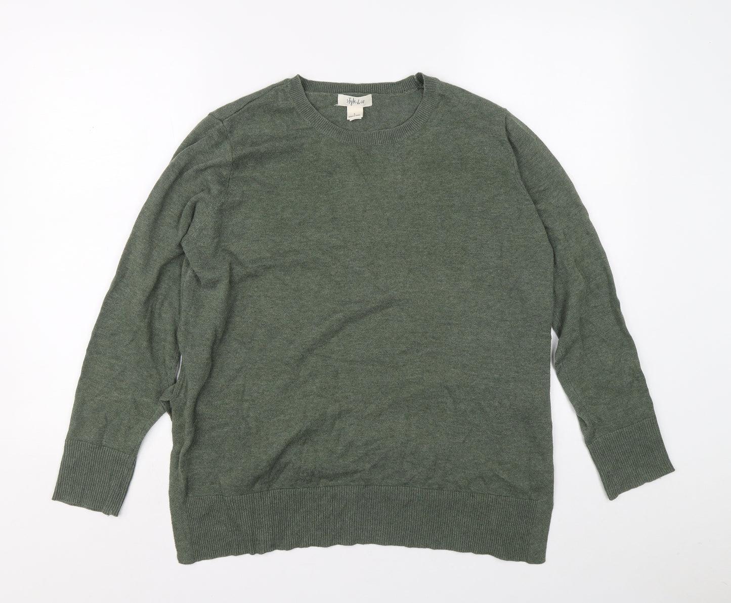Style&co. Mens Green Crew Neck Cotton Pullover Jumper Size L
